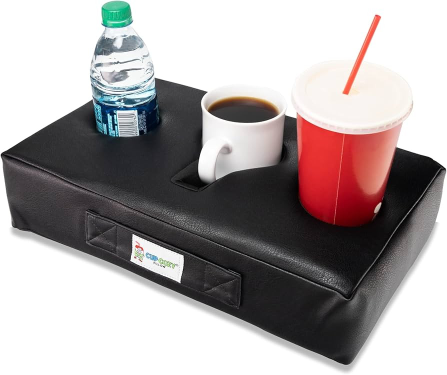 Cup Cozy Pillow (Black Faux Leather) *As Seen on TV*- The World's Best Cup Holder. Keep Drinks Cl... | Amazon (US)