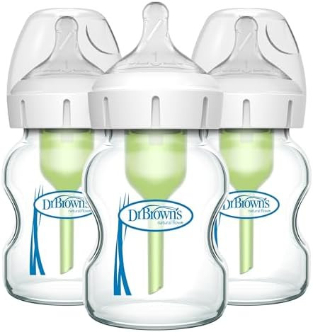 Dr. Brown's Natural Flow Anti-Colic Options+ Wide-Neck Glass Baby Bottles 5 oz/150 mL, with Level... | Amazon (US)