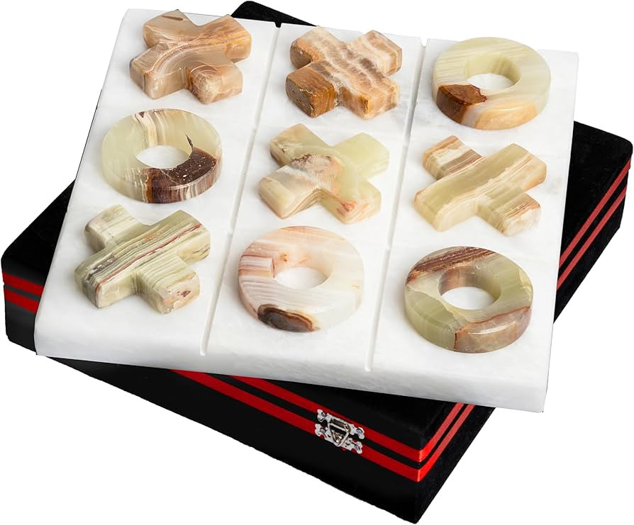 UMAID Onyx Marble Tic Tac Toe Game, 10x10 Premium Handcrafted Marble Board Game with Luxury Velve... | Amazon (US)
