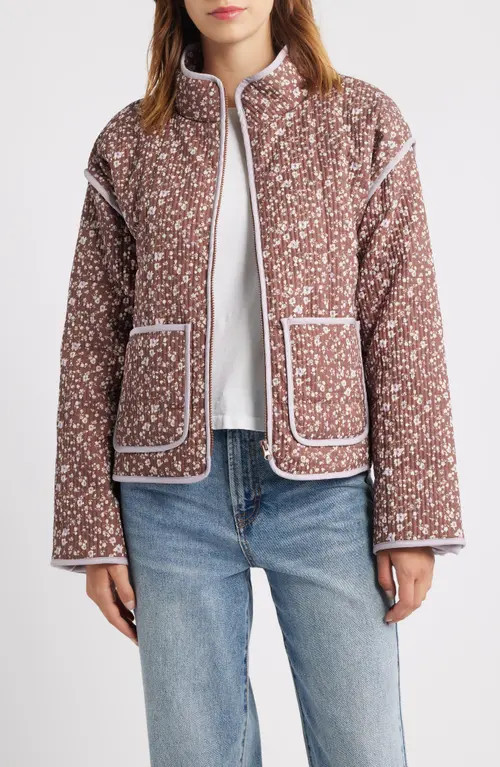Thread & Supply Floral Quilted Jacket in Brown Combo at Nordstrom, Size Medium | Nordstrom