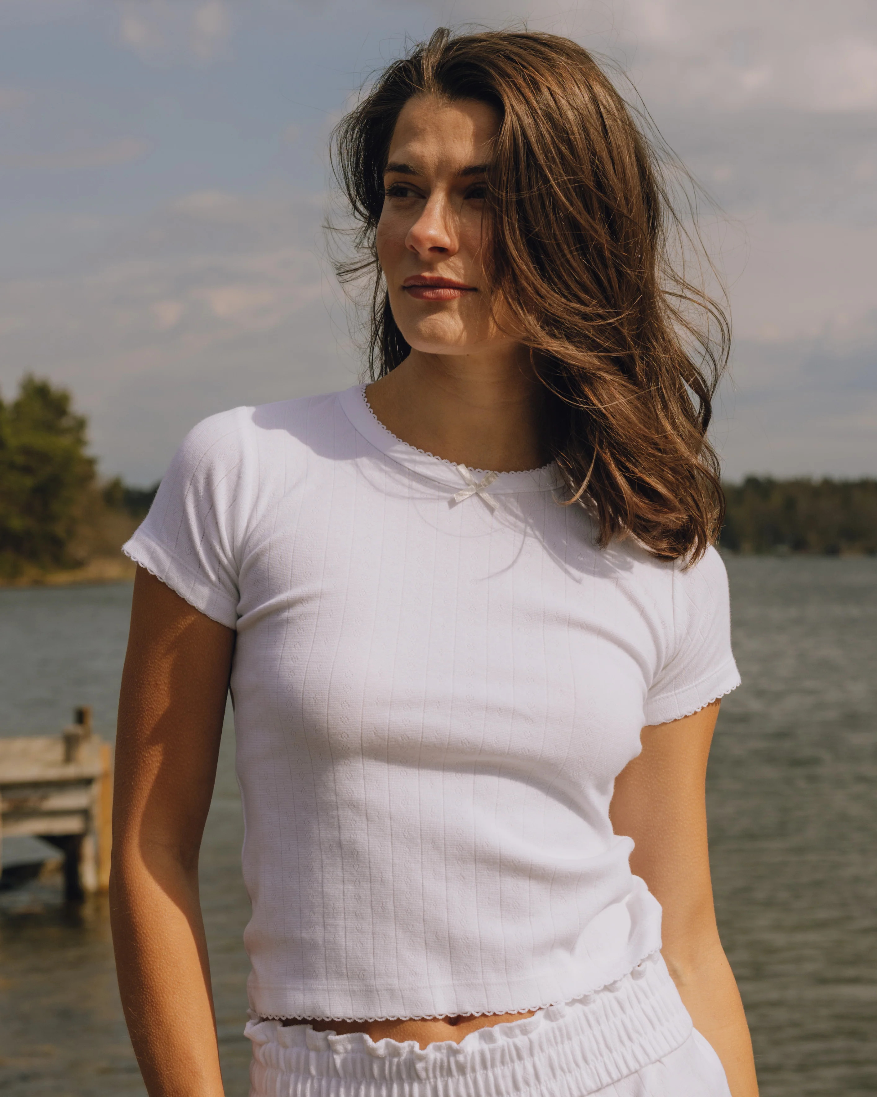 Pointelle Baby Tee - White | Daily Drills LLC