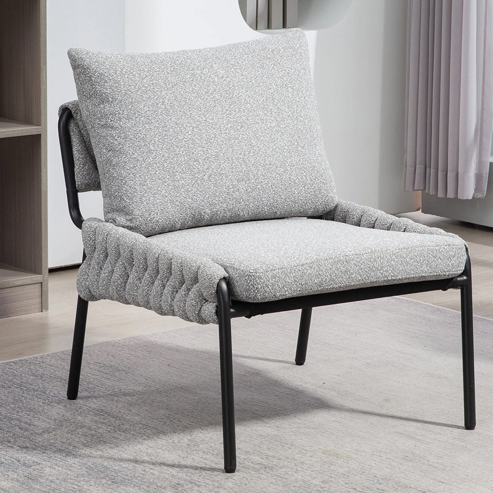 PAPROOS Silla Decorativa, Silla Moderna con Brazos, Silla de Lectura Tapizada Trenzada, Silla de ... | Walmart (US)