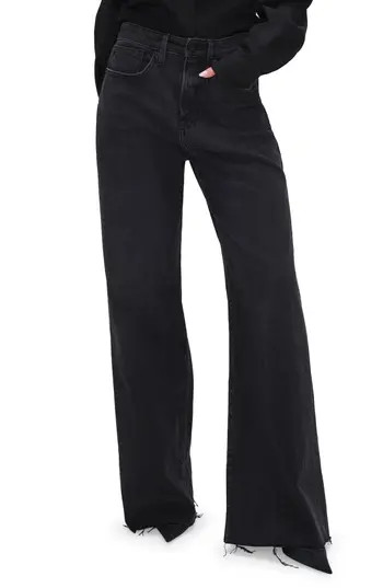 Good American Good Ease Wide Leg Jeans in Black324 at Nordstrom Rack | Nordstrom Rack