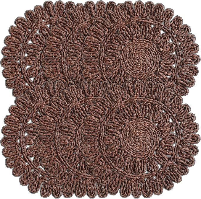 Circorn 13.8" Flower Woven Placemats Set of 6 - Corn Husk Tablemats | Vintage Boho Plate Chargers... | Amazon (US)