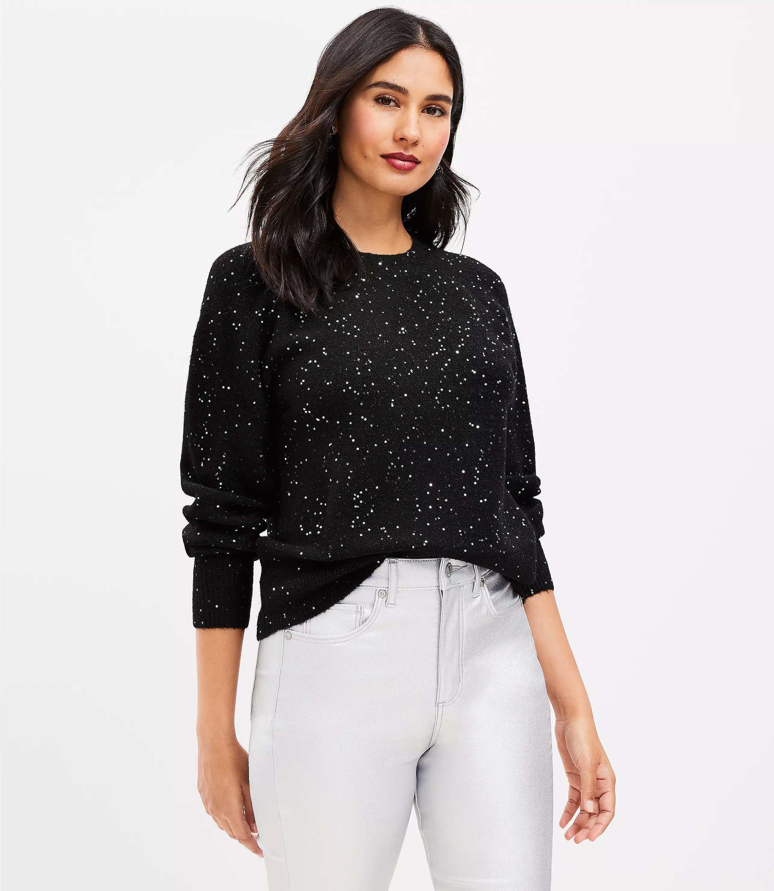 Sequin Raglan Sweater | LOFT