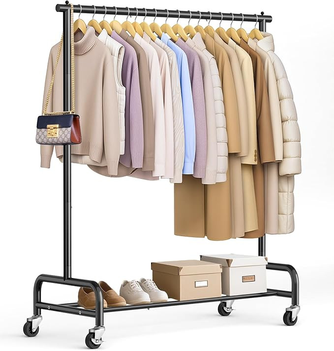 SLEEPING LAMB Heavy Duty Clothing Racks for Hanging Clothes Rack, 43" Wide Rolling Garment Rack M... | Amazon (US)