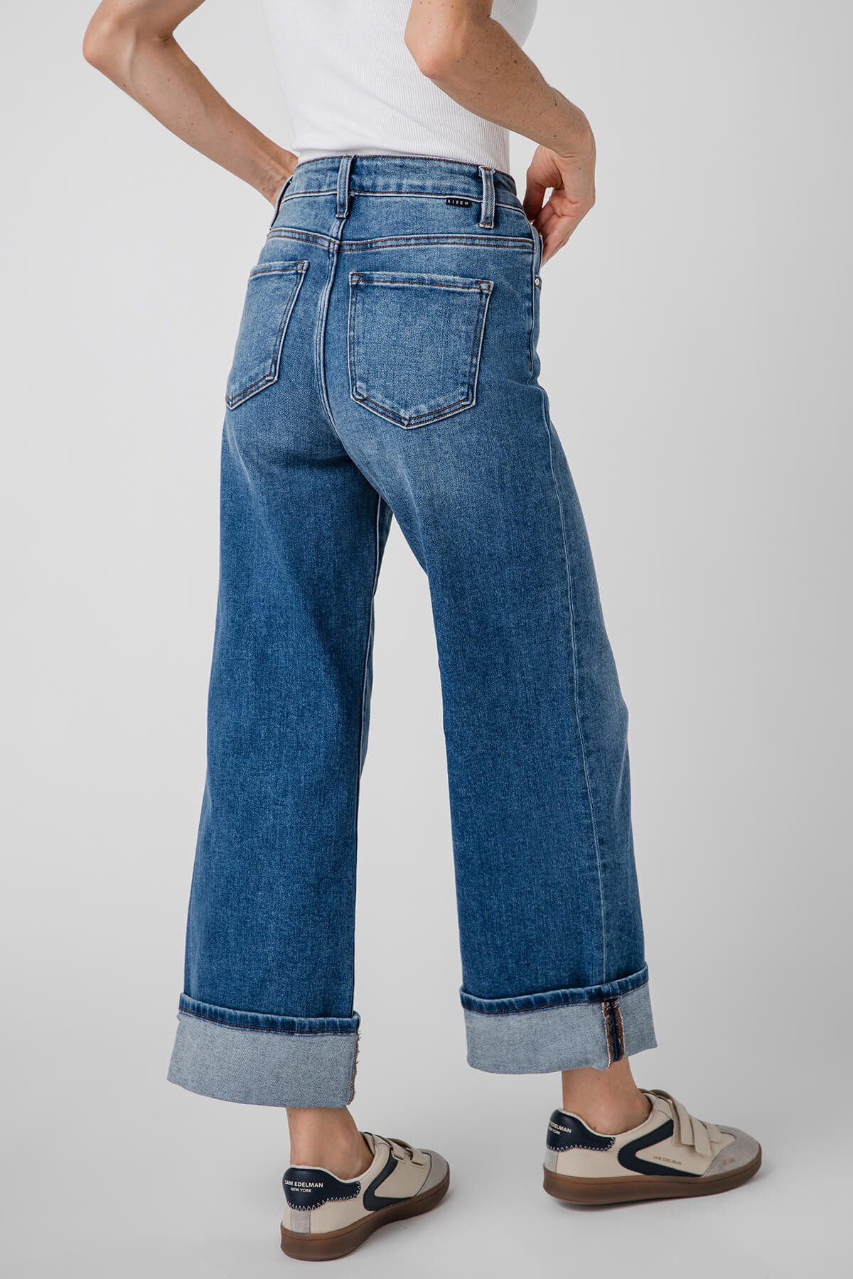 Risen Phoebe High Rise Crop Wide Leg Cuffed Jeans | Social Threads