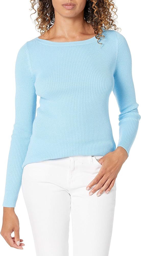 Amazon Essentials Women's Lightweight Ribbed Long Sleeve Boat-Neck Slim Fit Sweater | Amazon (US)