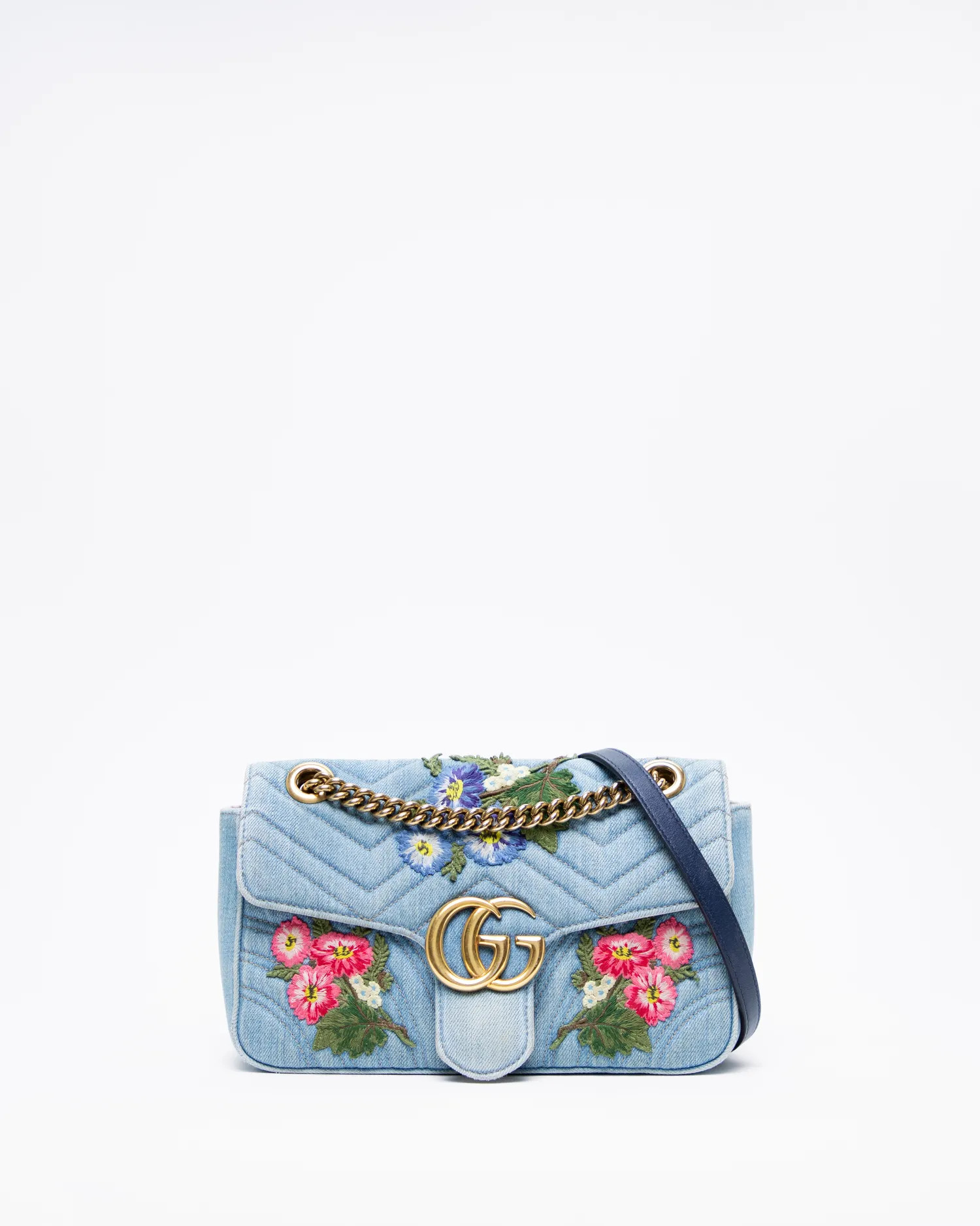 GG Marmont Denim Medium Shoulder Bag | Vivrelle