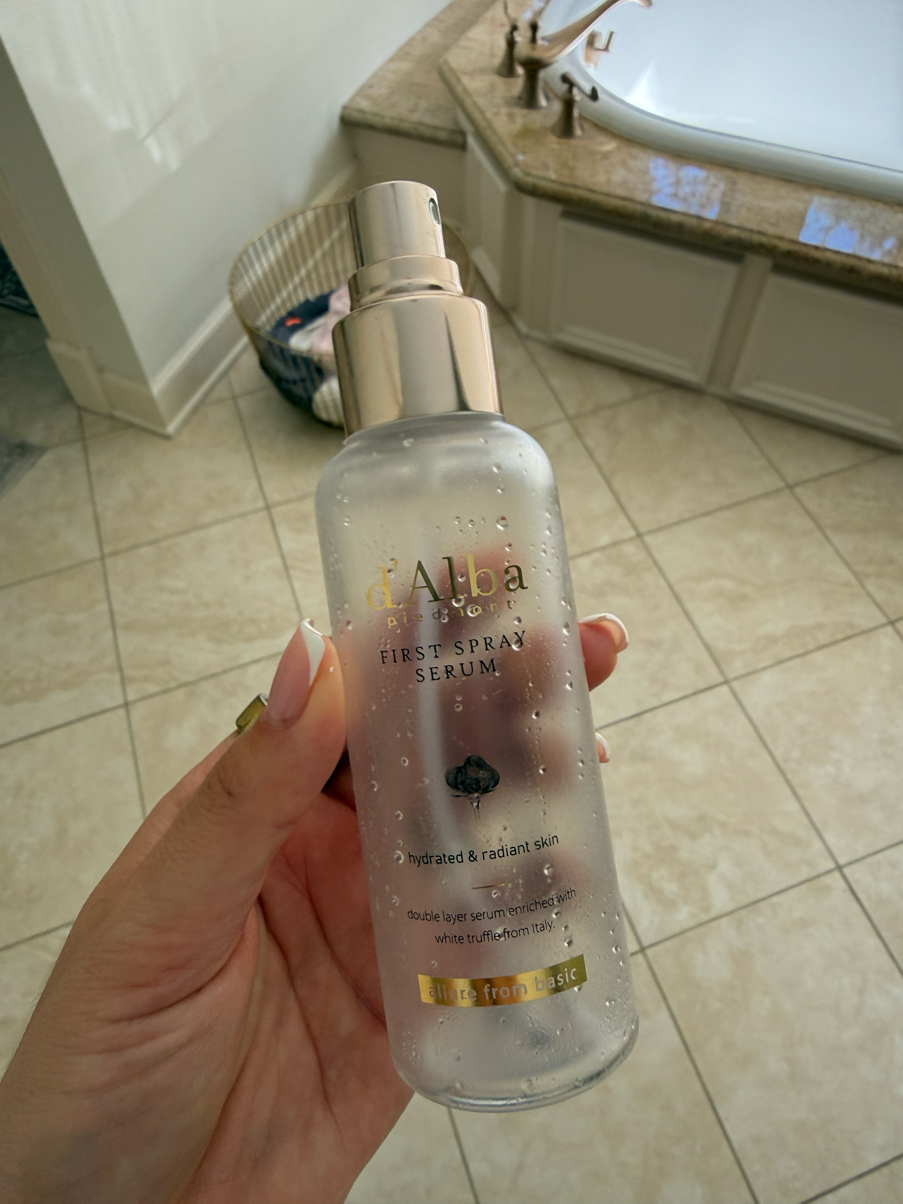 Another empty. Another reorder. Apparently this is just who I am now.
d'Alba's First Spray Serum is a double-layer serum enriched with white truffle from Italy — you shake it, spray it, and your skin looks like it's doing something without you having to do much. Hydrated, radiant, no heavy layering required. The spray format is what makes it so easy to actually use consistently, which is the real reason any skincare works.
Under $30 for a serum with white truffle in it feels like information I'd want someone to tell me. It layers under moisturizer and SPF without any fuss and for Houston humidity specifically it's the kind of lightweight hydration that doesn't make you feel like you added a step — it just makes everything else perform better.
The bottle in the photo is empty. The new one is already on my shelf. 

 #LTKBeauty