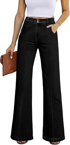 Sidefeel Womens Wide Leg Jeans Casual Baggy High Waisted Stretch Denim Pants | Amazon (US)
