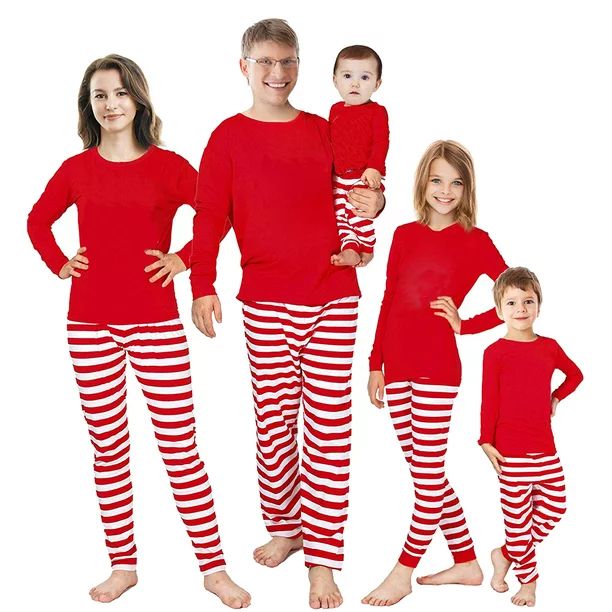 Family Matching Christmas Pajamas Set Adult Women Men Kids Xmas Striped Nightwear Sleepwear Top&B... | Walmart (US)