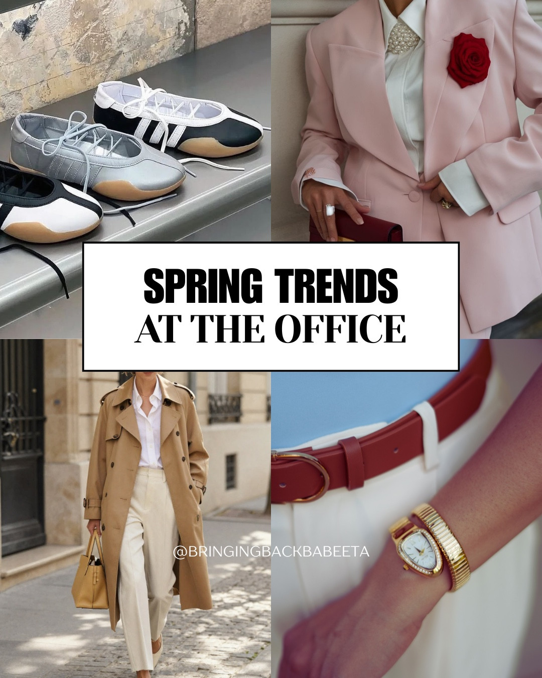 [save this] Spring trends to wear to work 💼🧥💛🌼

1. black+ white and polka dot
2. Trench coat and sneakerinas
3. Icy blue and scarfs
4. Feminine and lace

Perfect for:
• office days 
• client meetings 
• presentations
• work dinners 
• conference 

Which one is your favorite? 

#springtrends
#officeoutfit #conferenceoutfit #businesscasual
Spring trends, Parisian style, spring, capsule wardrobe, fashion trends, workwear, office outfits 

#LTKootd #LTKSeasonal #LTKWorkwear