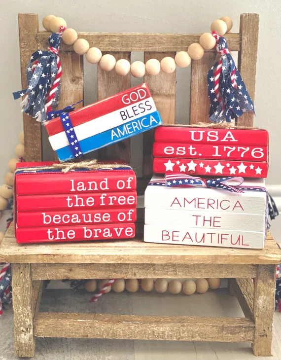 4th of July Decor//tiered Tray Decor// Mini Wooden Farmhouse | Etsy | Etsy (US)