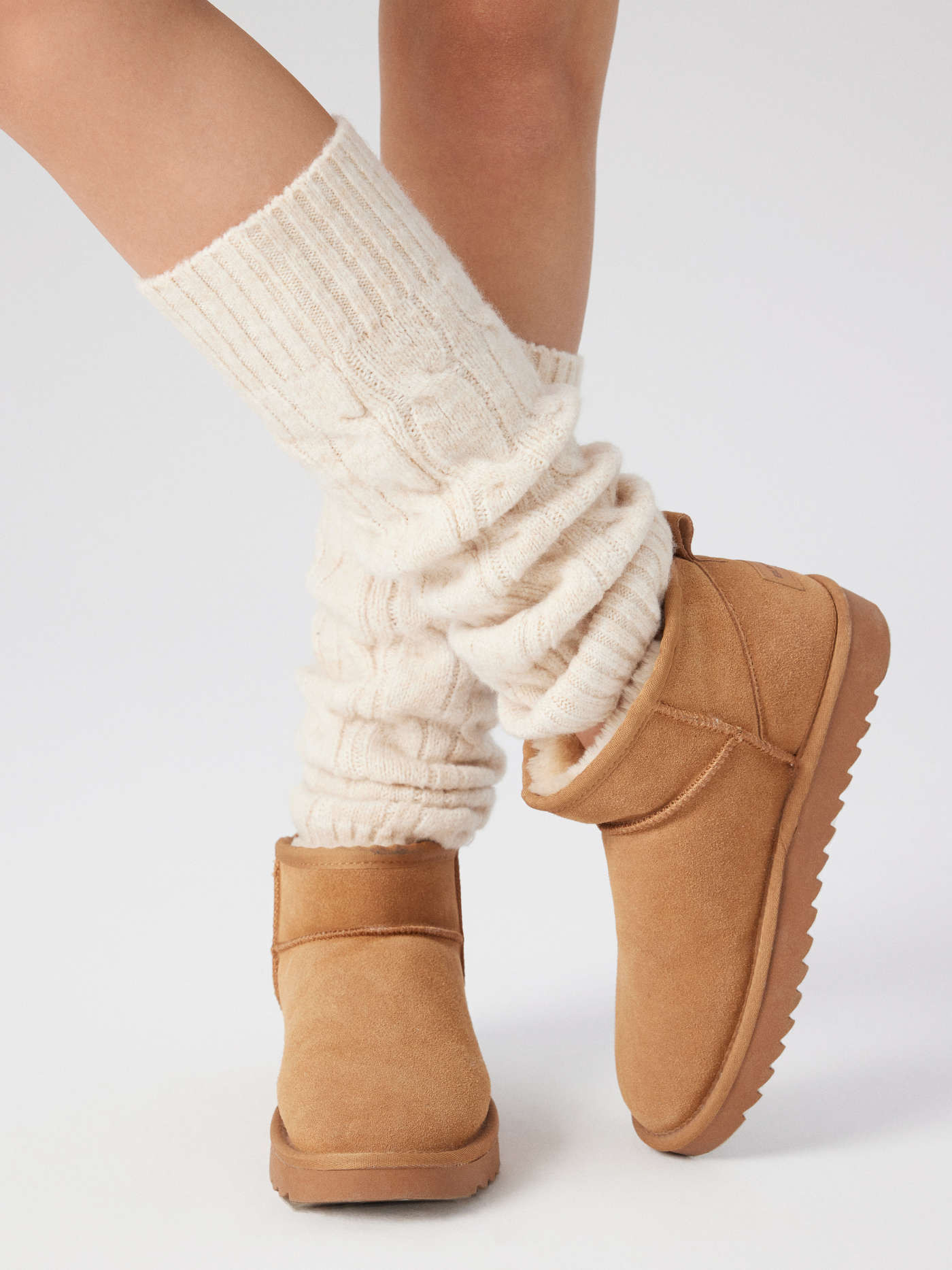 Wool blend WOOL-BLEND CABLE KNIT LEG WARMERS For Outdoor Daily Casual | Cider