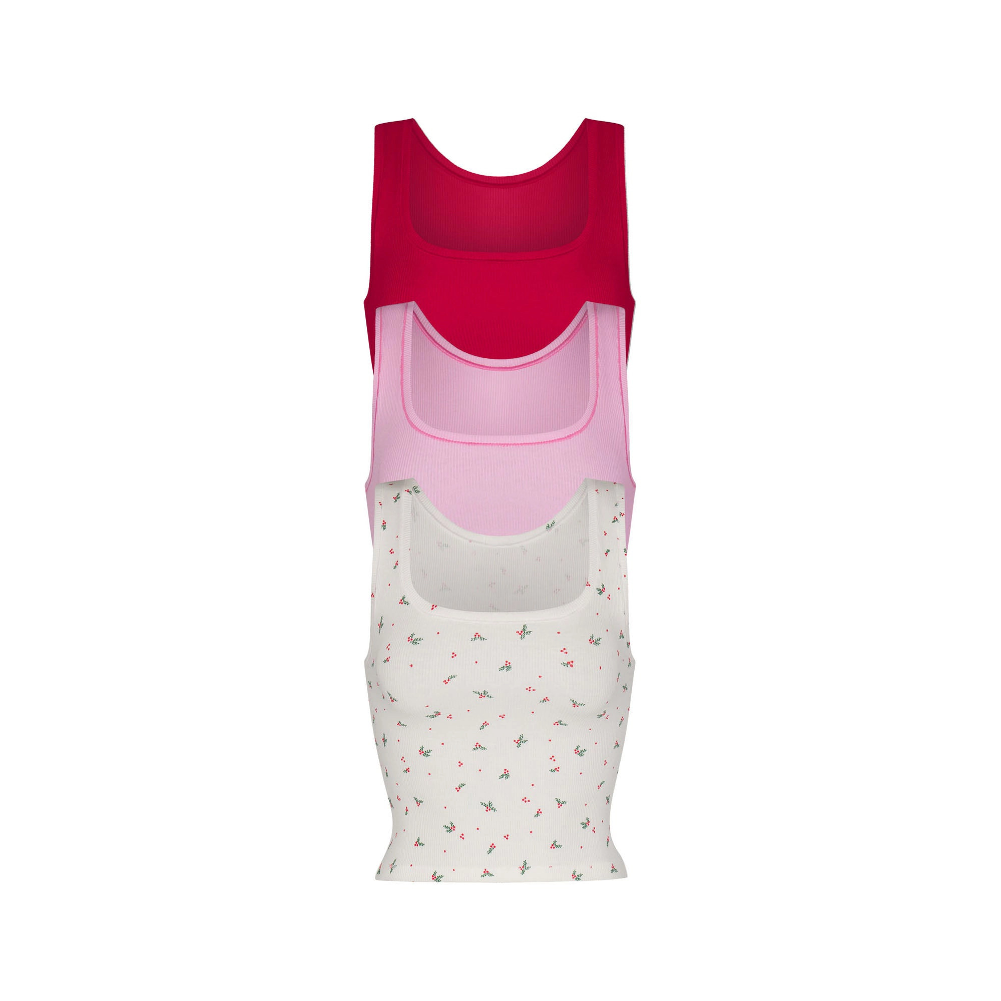 COTTON RIB TANK 3-PACK | MARBLE HOLLY MULTI | SKIMS (US)