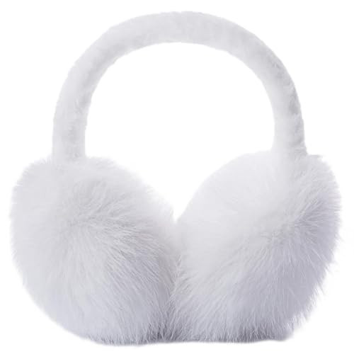 ZMUBB Winter Ear Muffs for Women Men - Foldable Fuzzy Earmuffs Faux Fur Ear Warmer, Perfect Ear Covers for Cold Days (white) | Amazon (US)