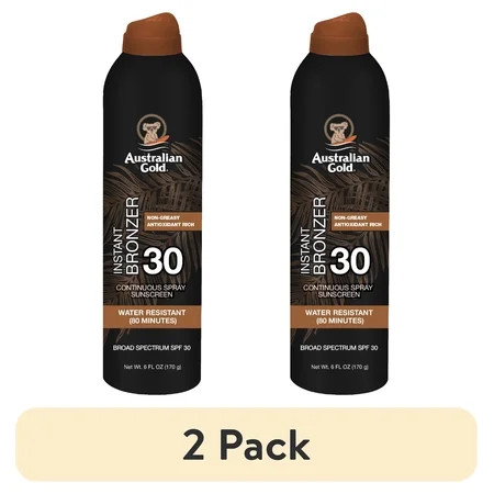 (2 pack) Australian Gold Continuous Spray Sunscreen with Instant Bronzer SPF 30 | Walmart (US)