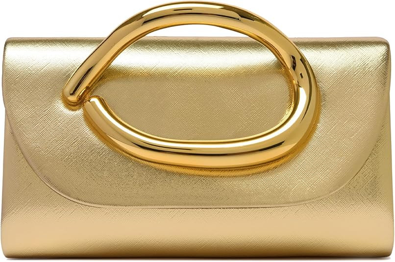 MYHOZEE Clutch Purses for Women Vegan Leather Evening Bag Formal Elegant Wedding Clutch Trendy Go... | Amazon (US)