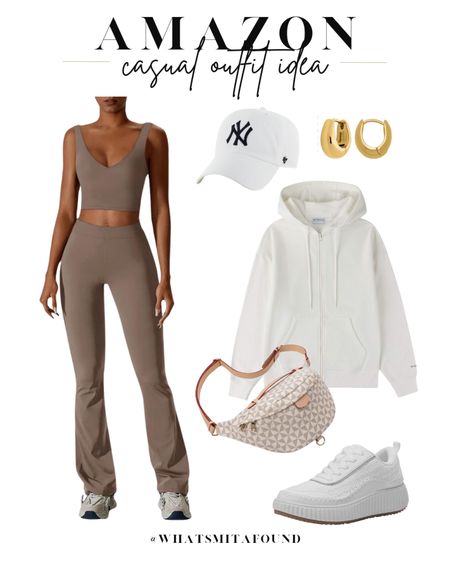 Amazon outfit idea, casual outfit idea, active outfit idea, athleisure outfit idea, errands outfit idea, two piece workout set, two piece active set, matching workout set, matching active set, taupe set, athleisure set, zip up hoodie, white hoodie, comfy hoodie, white sneakers, woven sneakers, designer inspired sneakers, belt bag, checkered belt bag, bum bag, checkered bum bag, NY hat, white baseball cap, NY baseball cap, huggie hoops, gold hoops

#LTKfindsunder50 #LTKfitness #LTKitbag