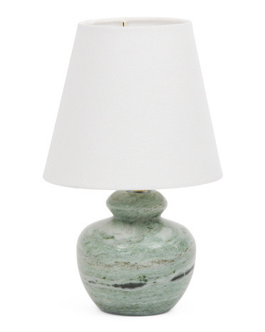 8x13 Solid Marble Table Rechargeable Lamp With Linen Shade | Cotton | Marshalls