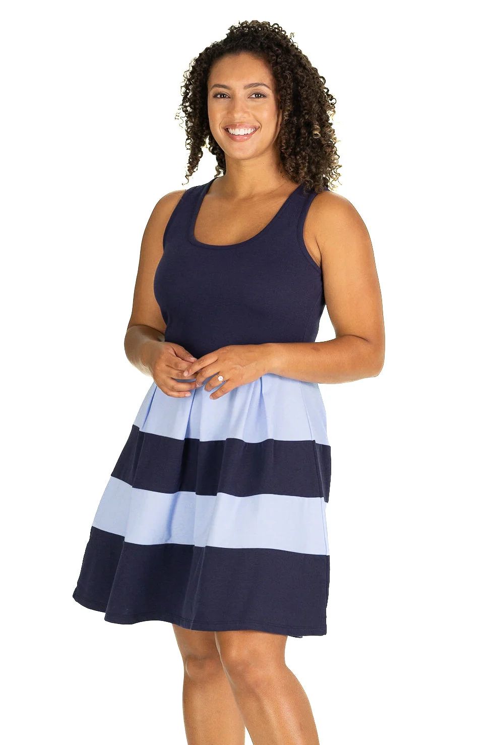 The Ludington Dress in Blue Colorblock - Duffield Lane | Duffield Lane