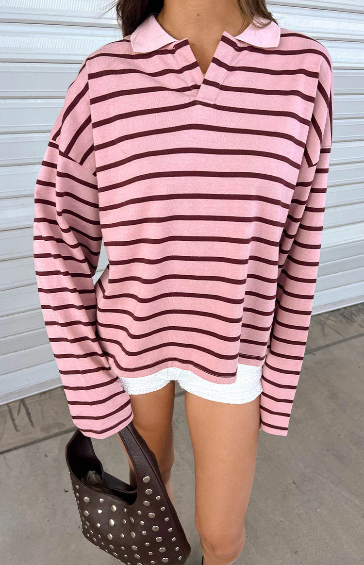 Lioness Rebels Jersey Burgundy Blush Stripe S | Beginning Boutique (US)