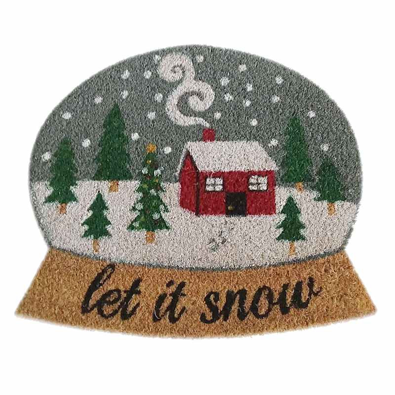 Let It Snow Snow Globe Shaped Coir Mat, 18x30 | At Home