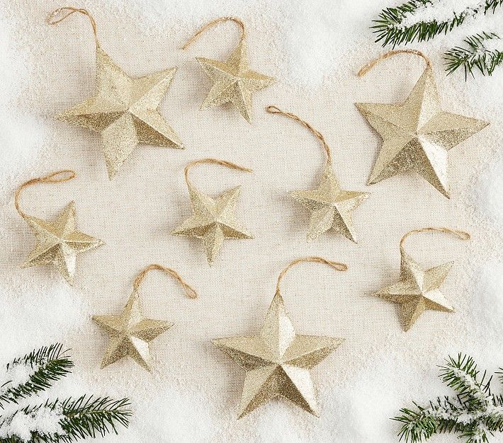 Paper Glitter Stars Ornaments, Set Of 9 | Pottery Barn Kids