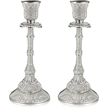 OwnMy 2PCS Taper Candle Holders Vintage Metal Pillar Candlestick Holders | Amazon (US)