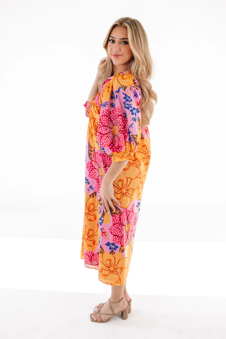 The Emerson Puff Sleeve Midi Dress | J.Marie