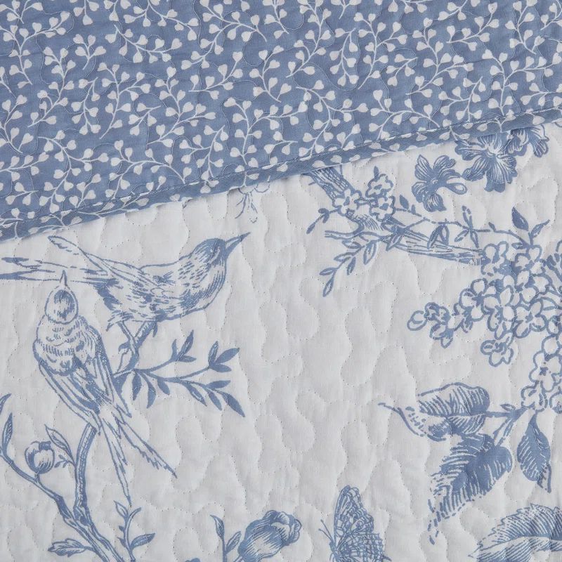 Chantilly Toile Blue Cotton Quilt Set | Wayfair North America