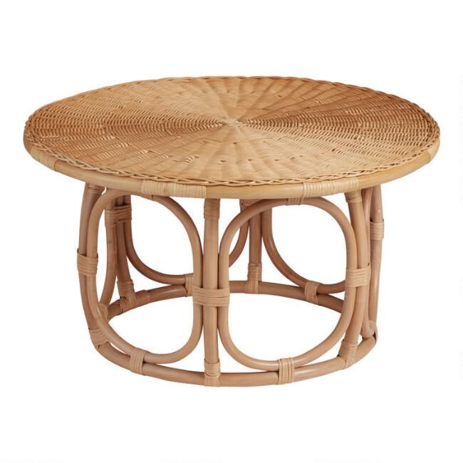 Round Natural Rattan Coffee Table | World Market