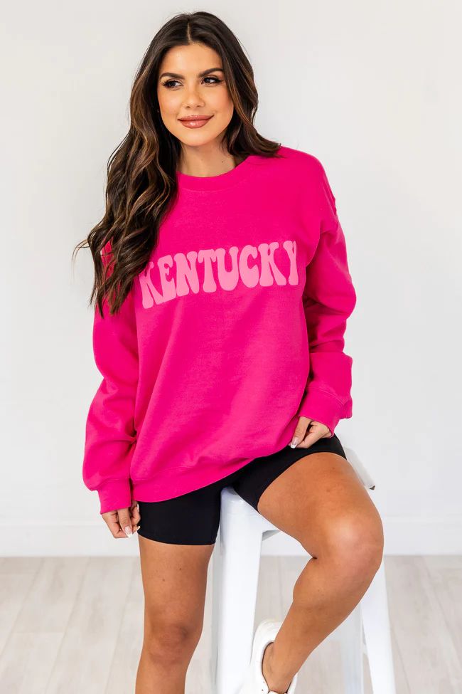 State Pink Puff Hot Pink Graphic Sweatshirt | Pink Lily