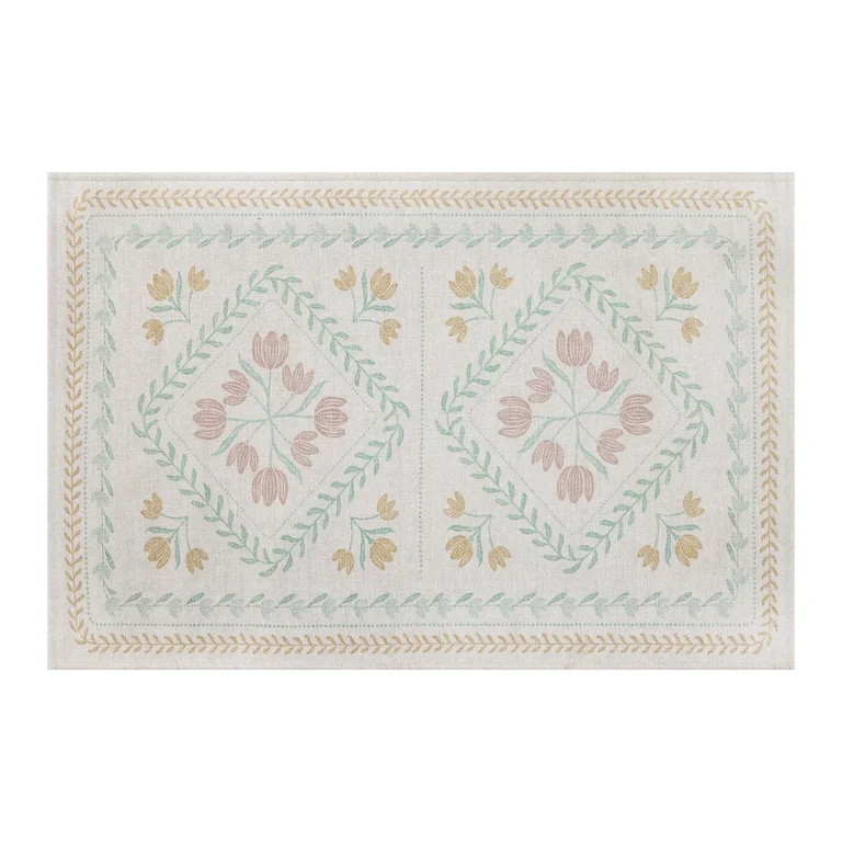 Better Homes & Gardens Blush Soliel Floral 24" x 36" Accent Rug | Walmart (US)