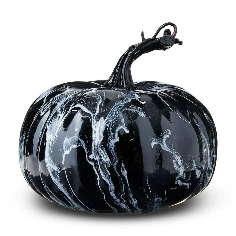 Marbled Foam Pumpkin Tabletop Decor, Black & White, 5.5", Fall by Way To Celebrate | Walmart (US)
