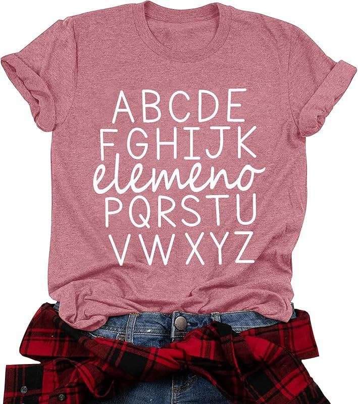 Teacher Shirt ABC Alphabet Elemeno Women Tshirt Letter Print Graphic Tee Tops Teachers Gift Kinde... | Amazon (US)