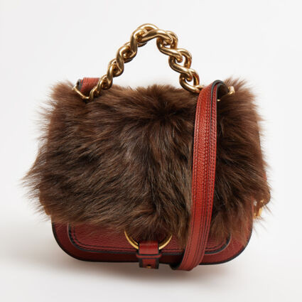 Brown Faux Fur Shoulder Bag | TK Maxx