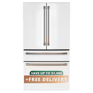 Cafe 28.7 cu. ft. Smart Four Door French Door Refrigerator in Matte White with Dual-Dispense Auto... | The Home Depot