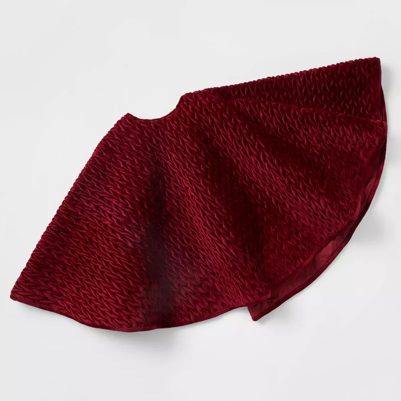 48" Quilted Christmas Tree Skirt Red with Gold Stitching - Wondershop™ | Target