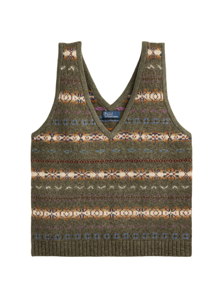 V-Neck Fair Isle-Inspired Wool-Blend Tank | Saks Fifth Avenue