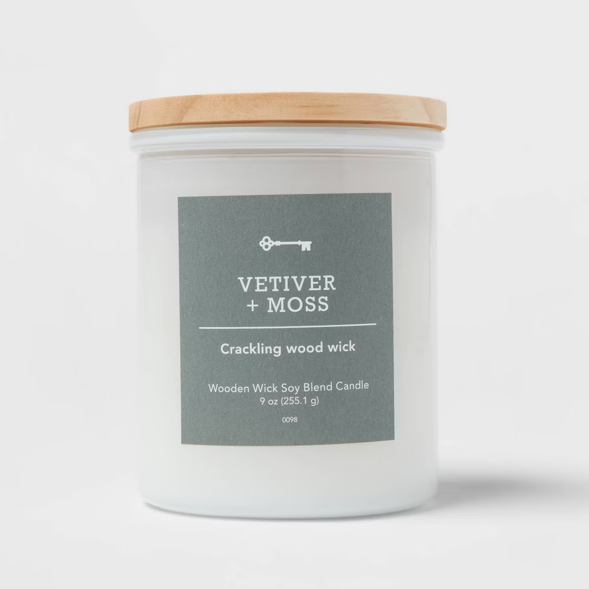 Milky White Glass Vetiver + Moss Lidded Wood Wick Jar Candle 9oz - Threshold™ | Target