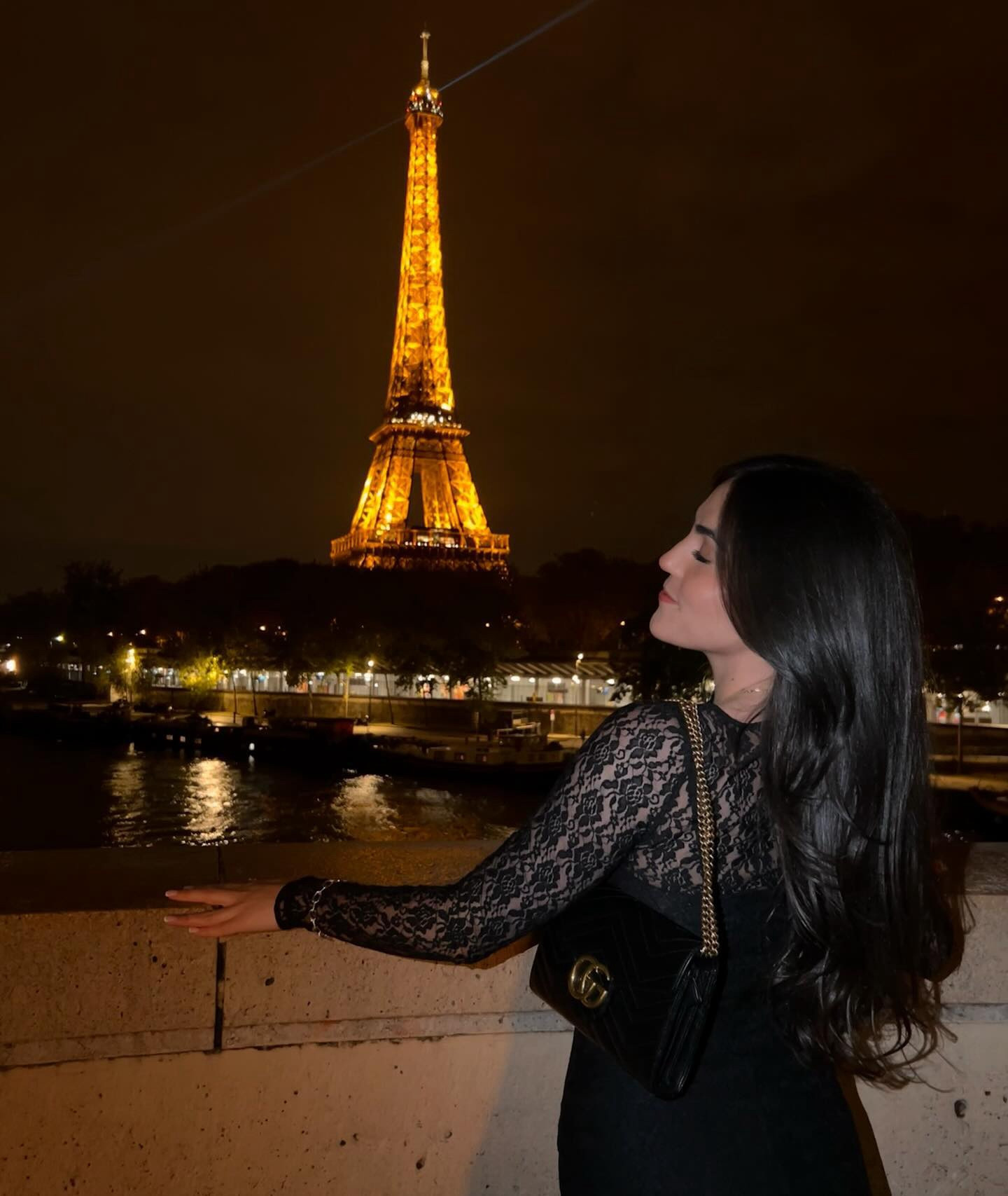 Long sleeve Black mini lace dress 🖤 
Gucci gold chain purse 

#LTKTravel #LTKSeasonal #LTKGiftGuide