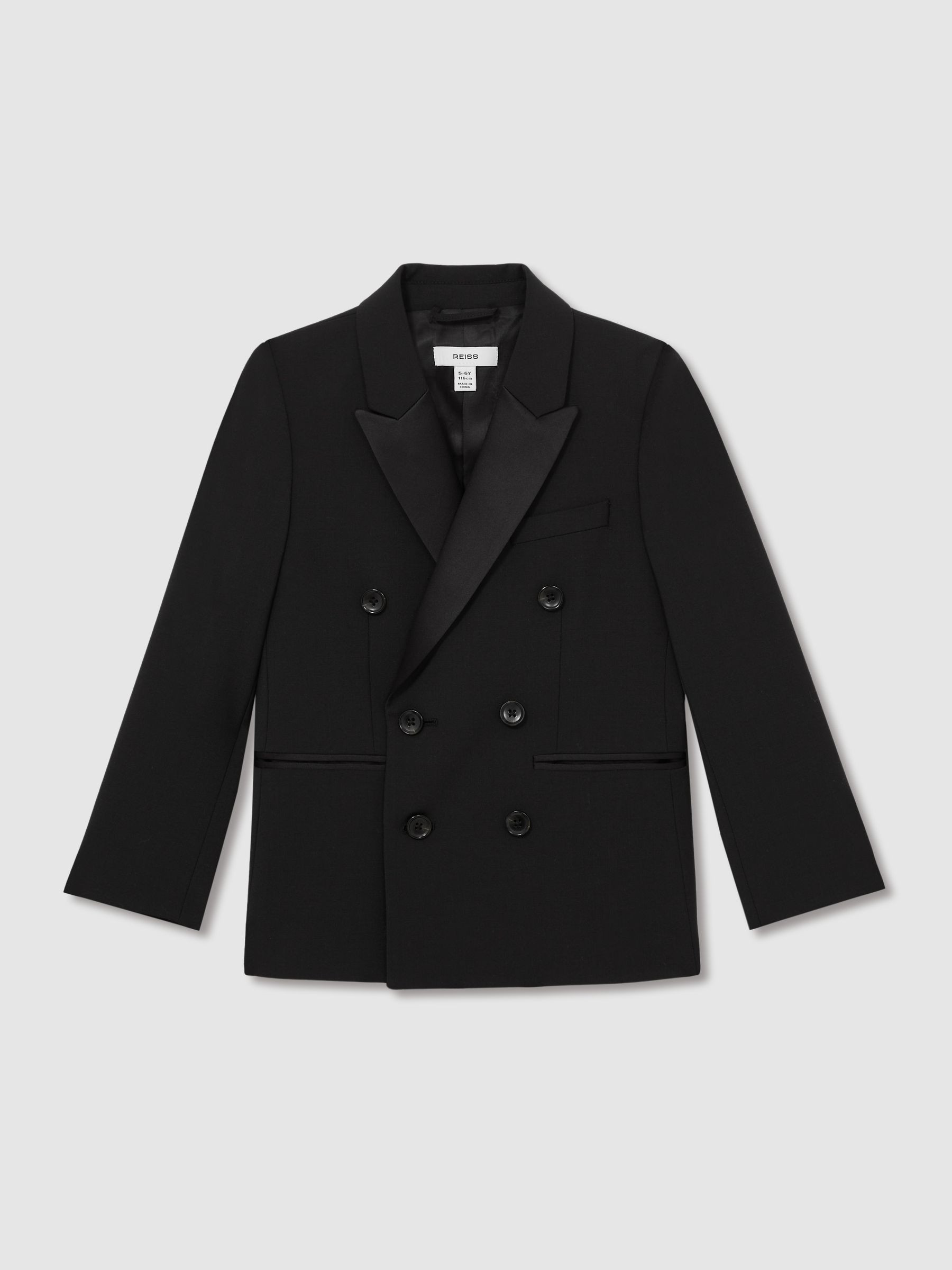 Double-Breasted Tuxedo Blazer Wool-Blend in Black | Reiss US