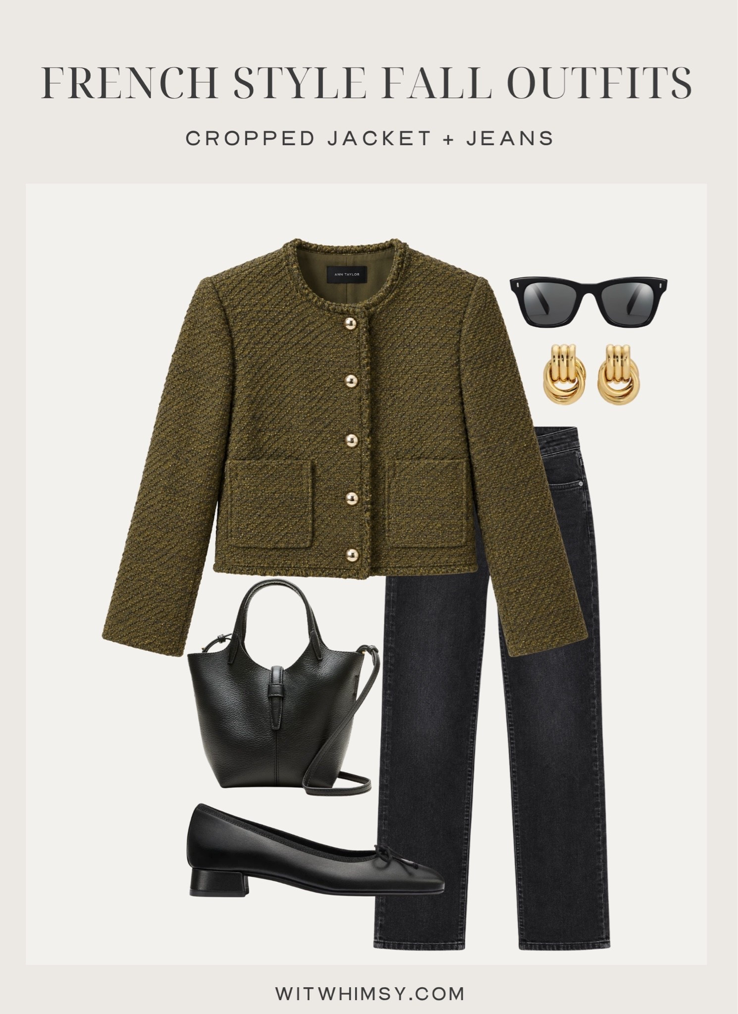 French style fall outfit
Tweed jacket
Heeled ballet flat
Gray jeans

#LTKSeasonal