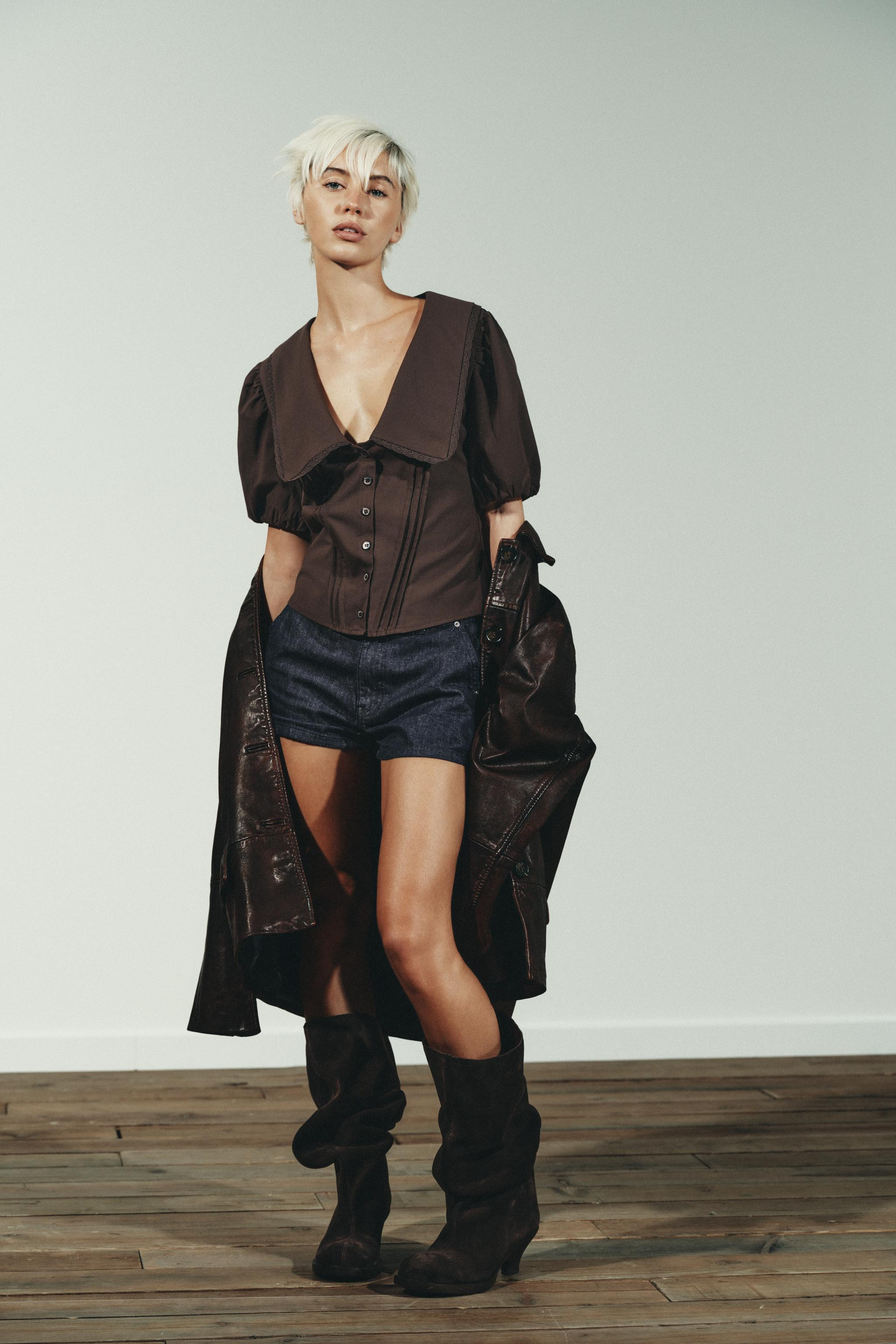 PETER PAN COLLAR PUFF SLEEVE TOP | Zara US