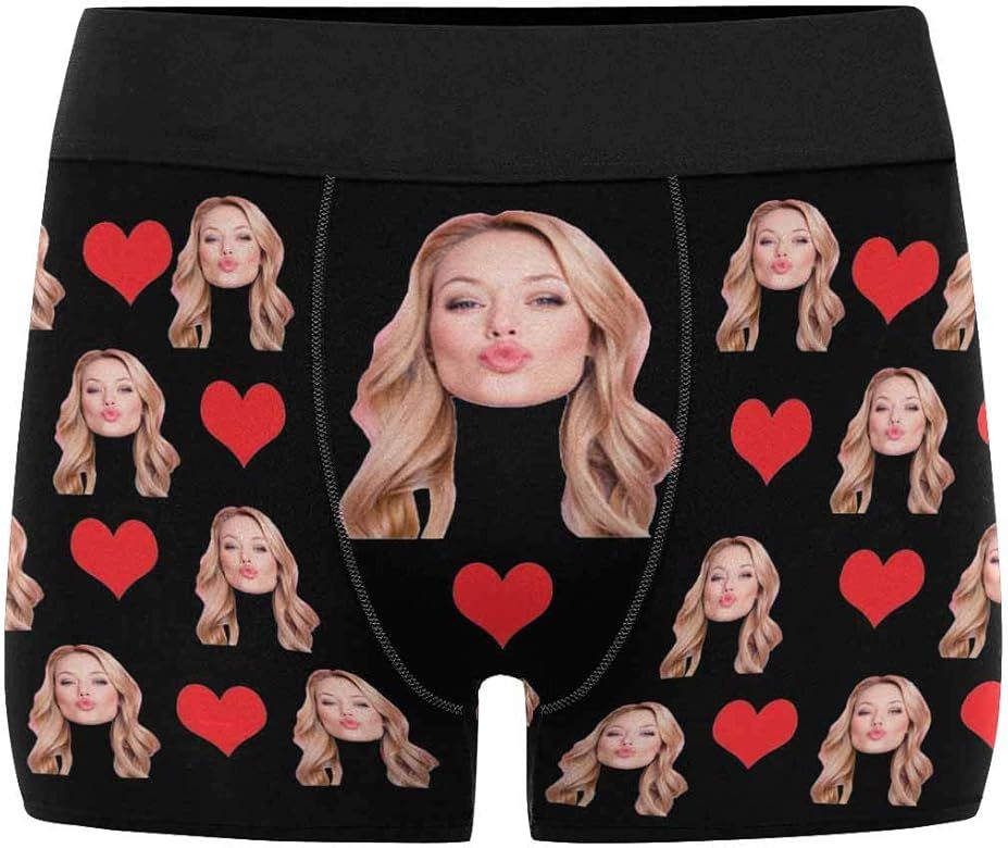 Custom Men's Funny Face I Love You Valentine's Day Boxer Shorts Novelty Briefs Underpants Printed... | Amazon (US)