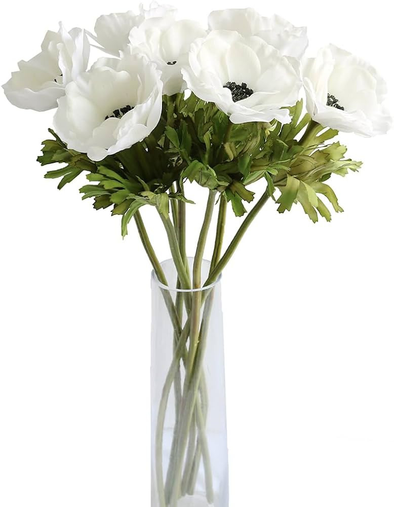 MUFEN 7PCS Anemone Artificial Flowers Real Touch Silk Flower Wedding Bride Bouquet DIY Home Decor... | Amazon (US)