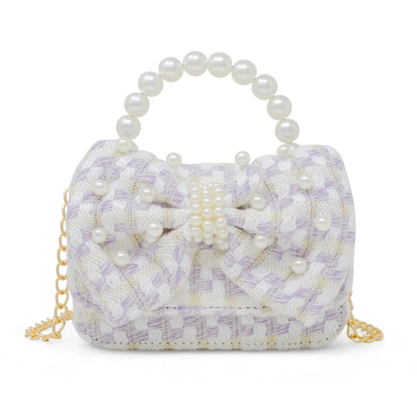 Zomi Gems Tweed Jumbo Pearl Bow Bag - Pink | JoJo Mommy
