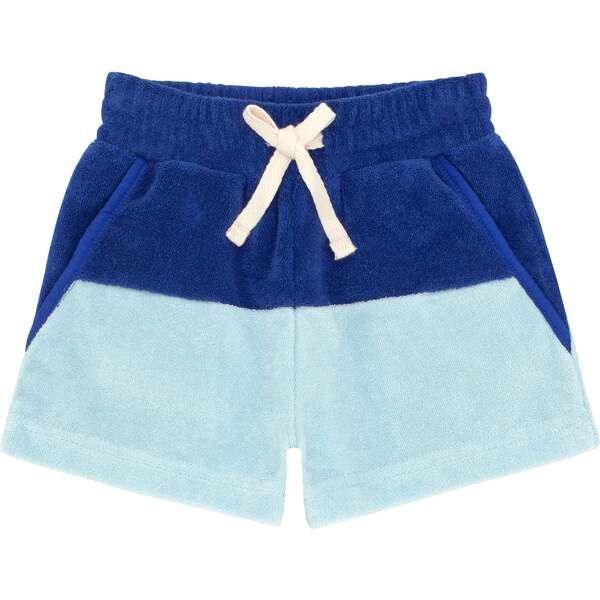Pacific And Cove Blue Colorblock French Terry Short | Maisonette